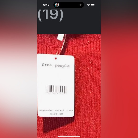 Free People Long Sleeve French Girl Ribbed Knit Mock Neck Mini Dress Sparkle Red - Picture 10 of 11